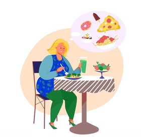 扁平化胖女生生活插画