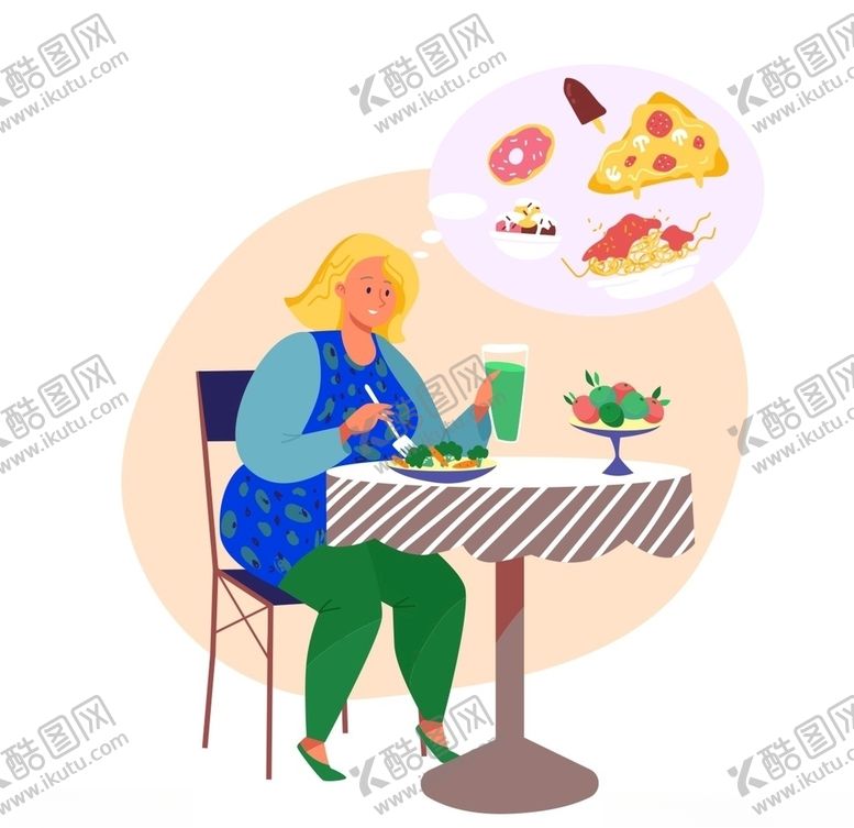 编号：26303405130536382525【酷图网】源文件下载-扁平化胖女生生活插画
