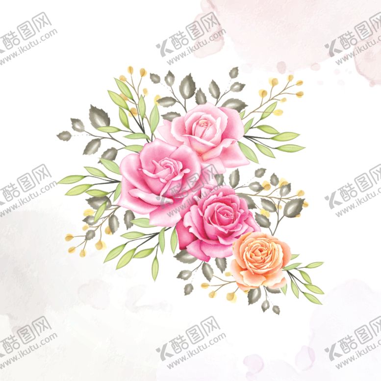 叶子卡片花朵底纹时尚底纹水彩矢量花朵