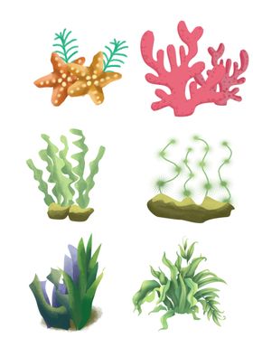 卡通海草海藻