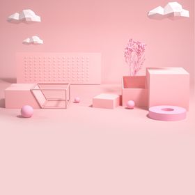 立体展台C4D电商海报台子彩妆场景箱包珠宝