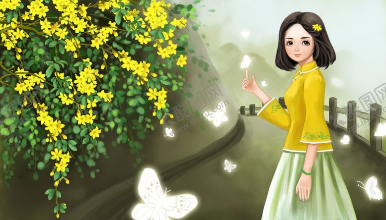 编号：90863805031654409112【酷图网】源文件下载-人物女性清新插画背景海报素材