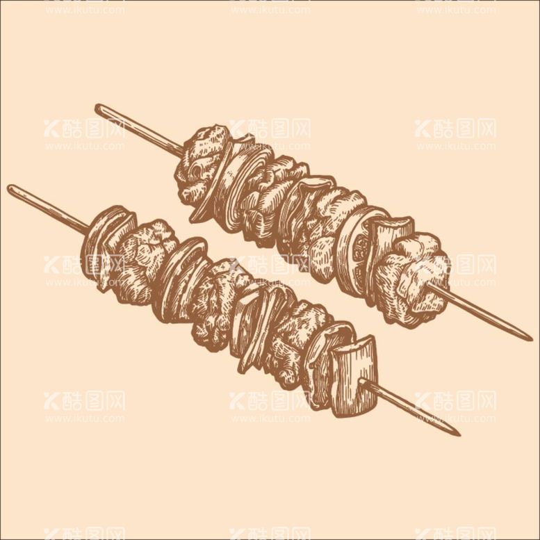 编号：20490212041924066195【酷图网】源文件下载-手绘版画牛肉串