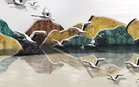 新中式装饰画花鸟壁立体壁玄关玄关背景墙