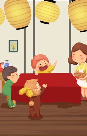 卡通快乐一家人
