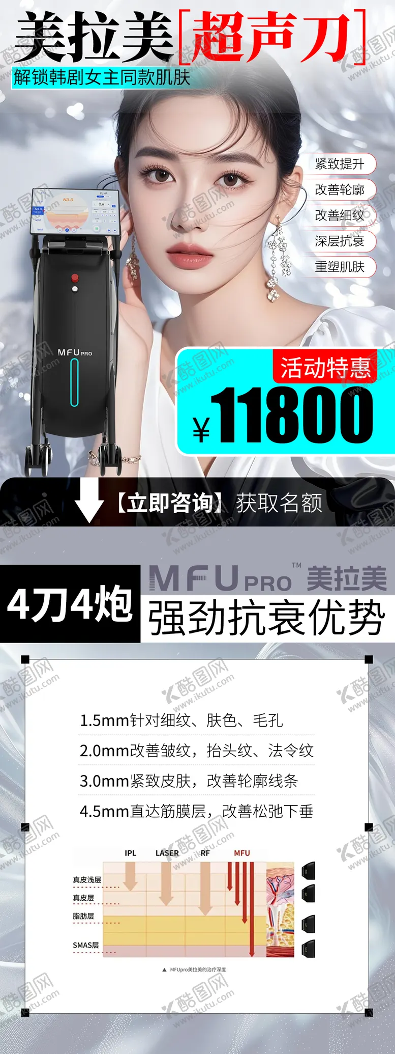 编号：43586005022026225997【酷图网】源文件下载-医美小红书美拉美超声刀海报