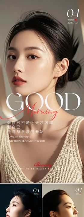 医美早安图系列海报ins业模特正能量