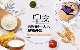 早餐咖啡大盘鸡背景美食展板