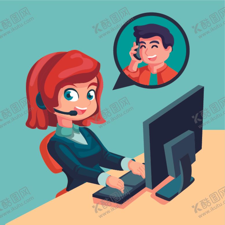 编号：59945609281144518456【酷图网】源文件下载-卡通客服人员