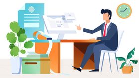 扁平化科技办公插画