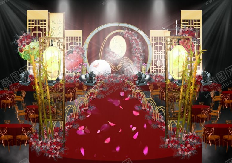 编号：34489903151214077119【酷图网】源文件下载-大红色中式婚礼效果图