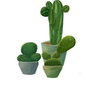 花园植物人物插画卡通海报素材