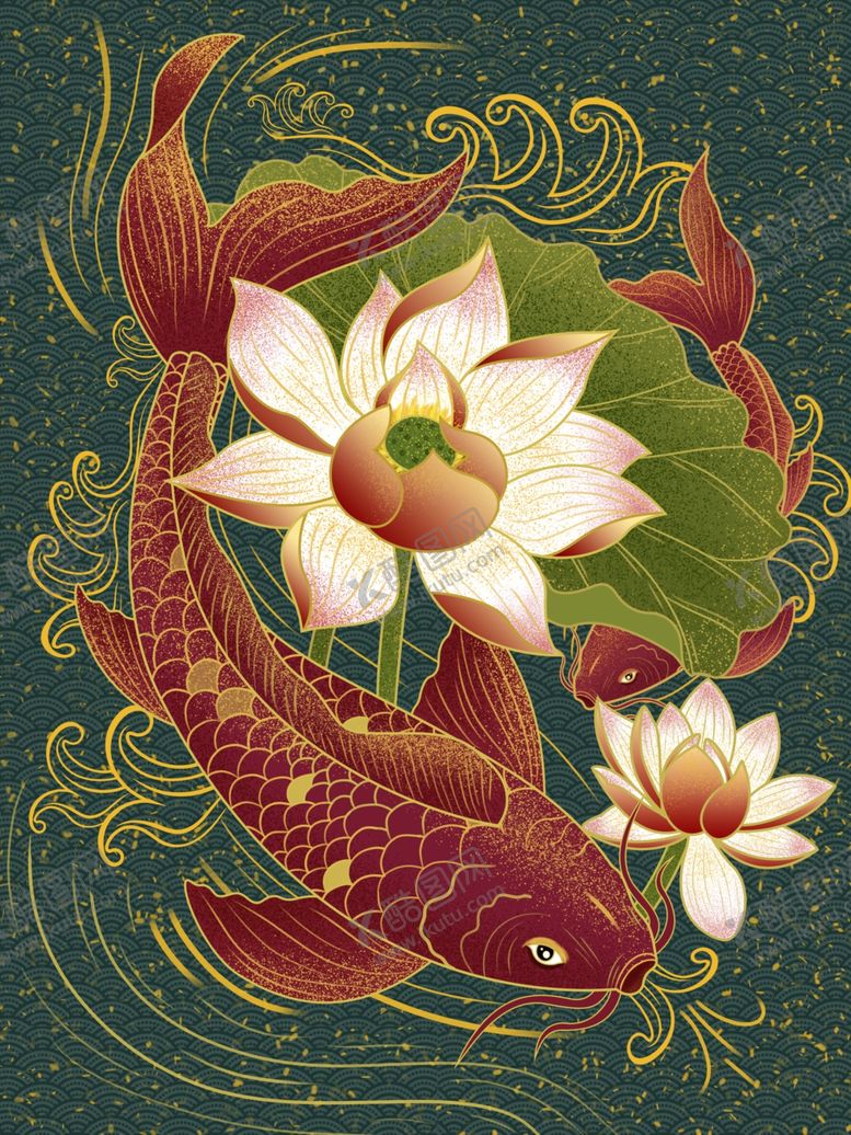 编号：73386310101720469142【酷图网】源文件下载-国潮金鱼