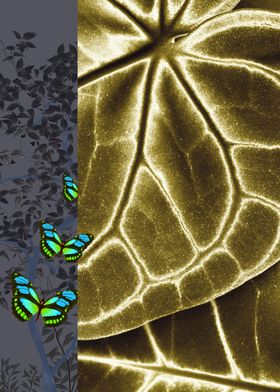 抽象金色叶子金箔客厅装饰画