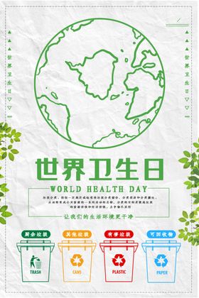 世界卫生日垃圾分类宣传海报