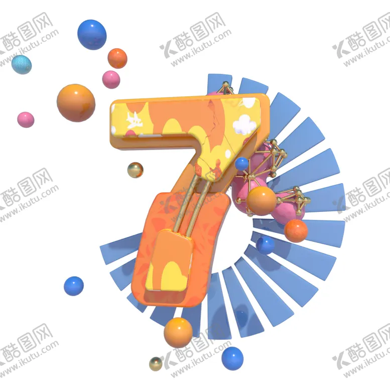 编号：67225106271454278455【酷图网】源文件下载-C4D三维数字7效果装饰图片