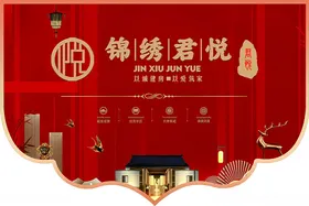 红色大气房地产吊旗海报