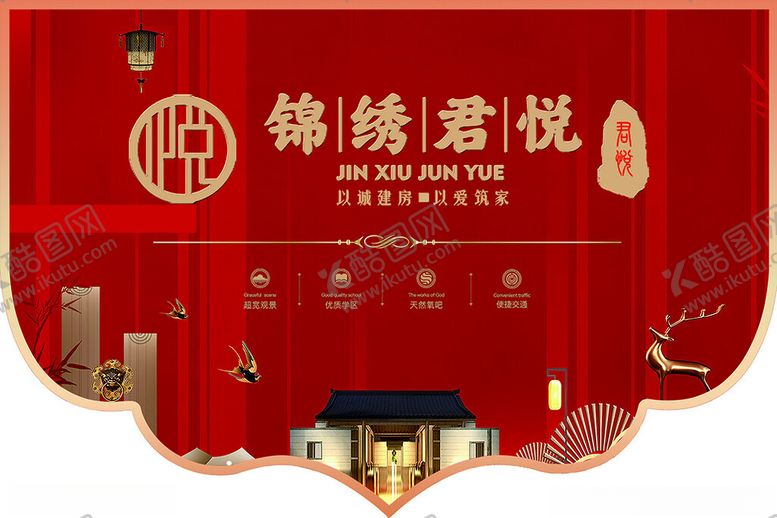 编号：79949411171226382880【酷图网】源文件下载-红色大气房地产吊旗海报