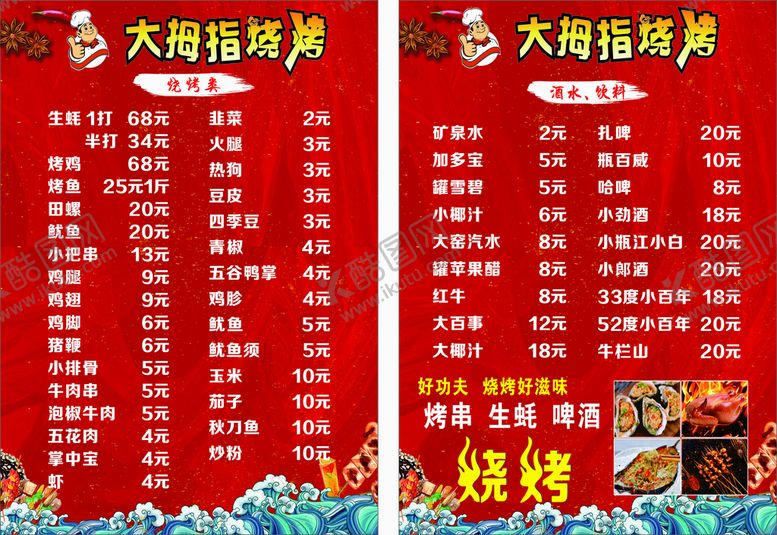 编号：62406501190632051017【酷图网】源文件下载-烧烤菜单