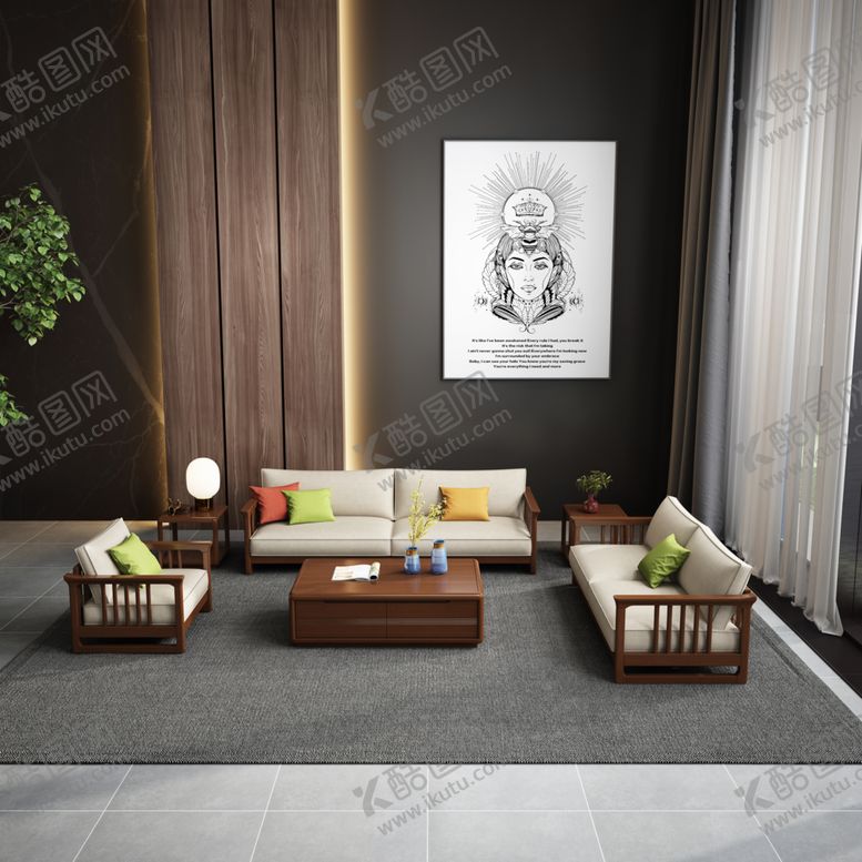 编号：22281309180714149924【酷图网】源文件下载-实木沙发