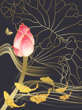 现代简约金色飞鸟轻奢组合装饰画