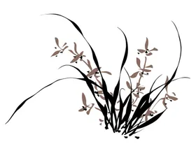 水墨兰花PNG中国风手绘鸟手绘