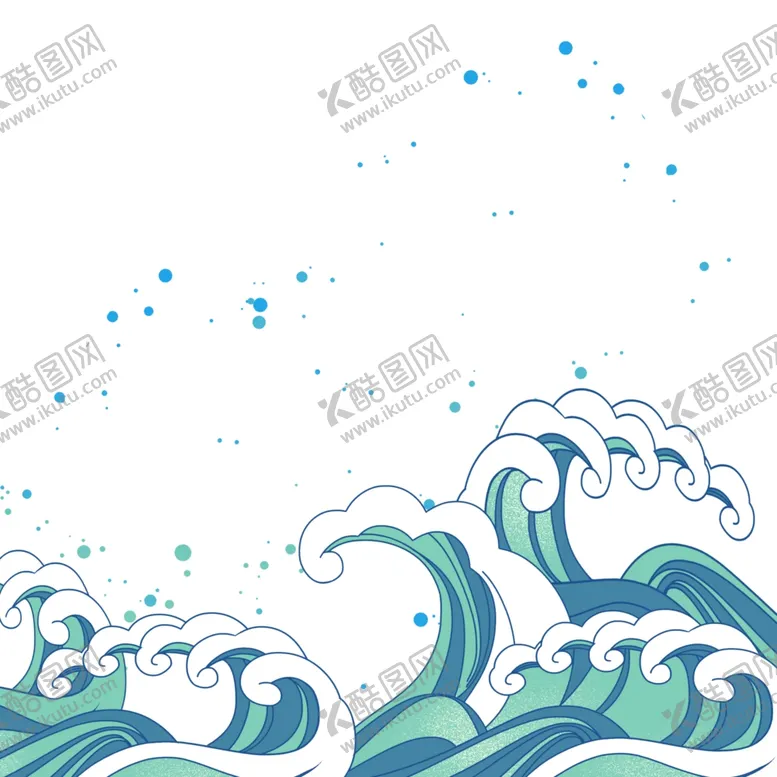 编号：60003603200443278054【酷图网】源文件下载-卡通海浪浪花元素
