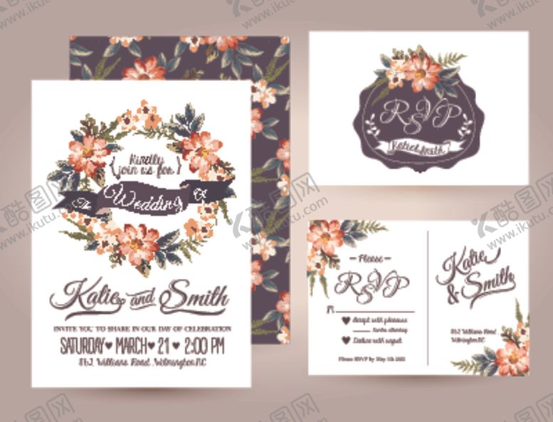 编号：94365209251303441718【酷图网】源文件下载-婚礼邀请函eps素材文件