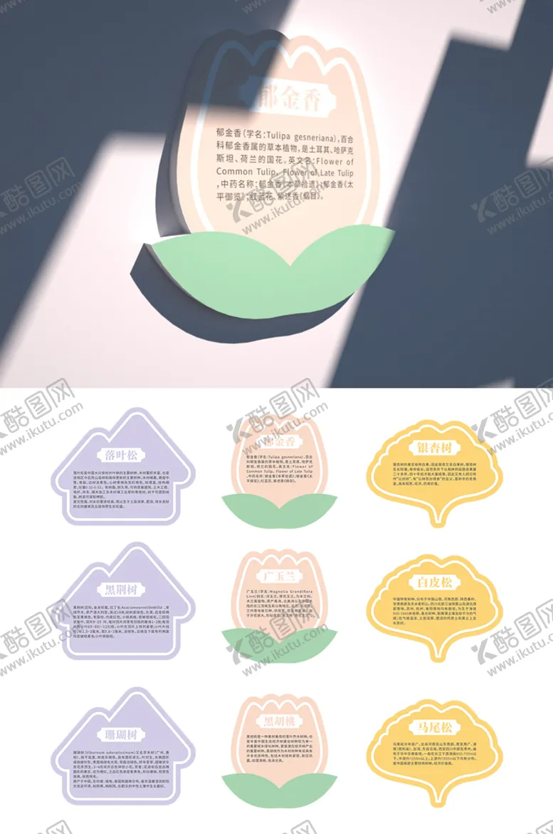 编号：34591412020143363817【酷图网】源文件下载-小清新植物树木介绍牌