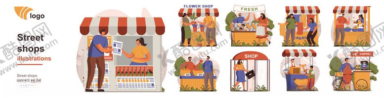 编号：85800409191046206438【酷图网】源文件下载-多彩街边店铺场景展示