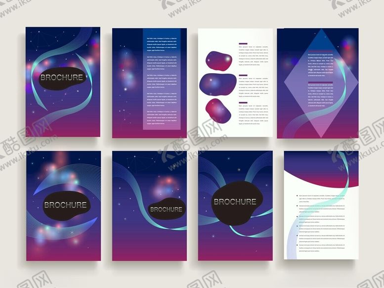编号：89563911142127455381【酷图网】源文件下载-紫色渐变几何风格宣传册模板