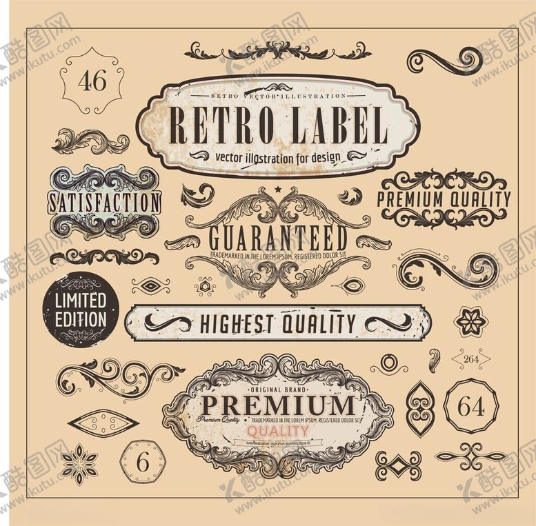 编号：17321004090044275066【酷图网】源文件下载-复古标签设计元素集合