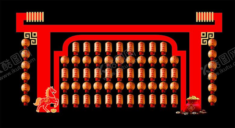 编号：76812004050138399100【酷图网】源文件下载-中式红金古典屏风