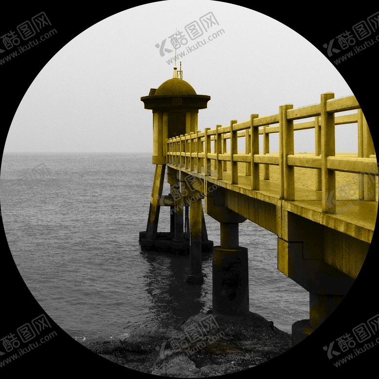 编号：29081709151333500826【酷图网】源文件下载-黑白公园木桥圆形挂画装饰画