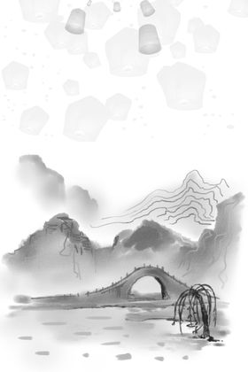 中国风背景山水画素材简约文艺潮