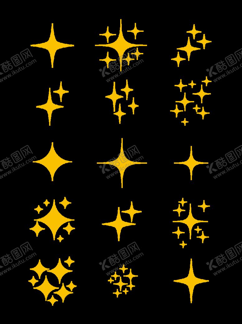 编号：42625011062046038144【酷图网】源文件下载-透明发光黄色小星星标识元素