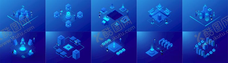 编号：79523511021124525597【酷图网】源文件下载-蓝色科技感方块背景画面