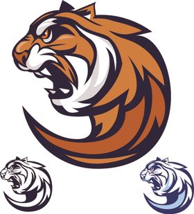 老虎图标logo头矢量头像