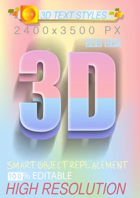 精品PS可编辑3D文字特效效果ps体透明