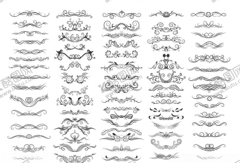 编号：86803510050625485946【酷图网】源文件下载-黑色装饰花边花纹矢量素材