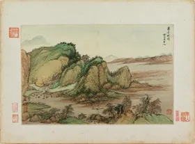 山水画清朝建筑中国风清朝