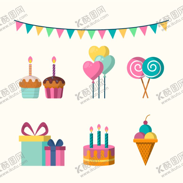 编号：12994012251900504423【酷图网】源文件下载-生日装饰元素
