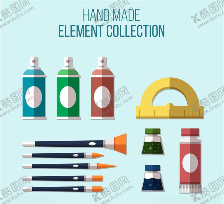 编号：94521110290450453459【酷图网】源文件下载-扁平化绘画工具矢量素材