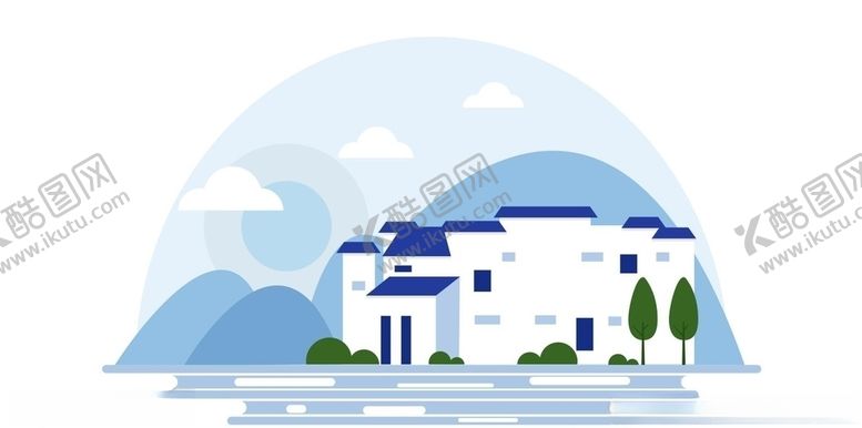 编号：54062309142147231081【酷图网】源文件下载-建筑房子徽式流水青瓦