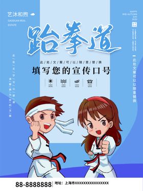 简约跆拳道宣传海报