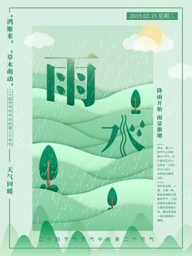 雨水海报地产稿宣传二十四节气