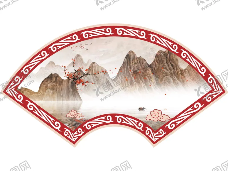 编号：71584610081811176592【酷图网】源文件下载-扇形风景画
