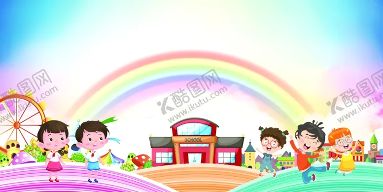 编号：14931304162150501926【酷图网】源文件下载-学校小学底板卡通