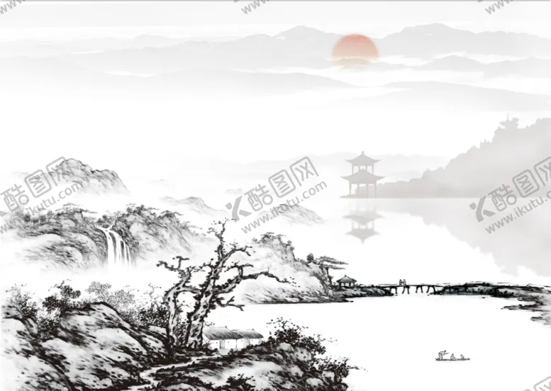 编号：01956809210123229134【酷图网】源文件下载-国风山水背景素材