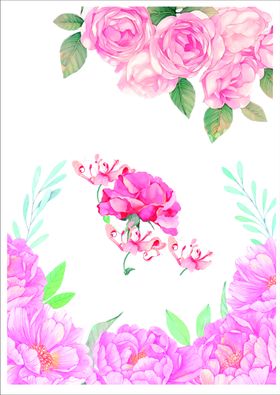 花手绘粉色玫瑰